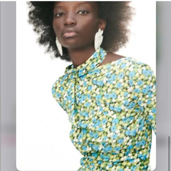 Zara Midi Floral Dress Size Large - Picture 9 of 15